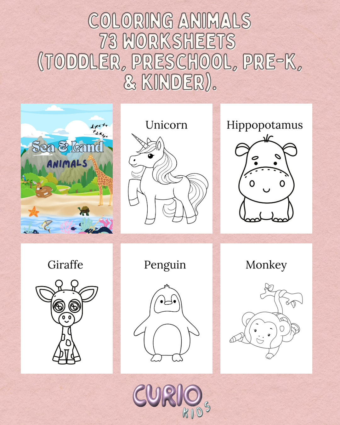 Coloring Animals 73 Worksheets (Toddler, Preschool, Pre-K, & Kinder)
